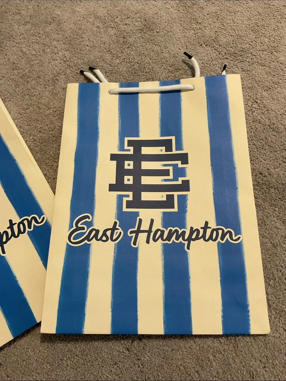 Eric Emanuel Blue & White Striped Gift Bags - Set of 2 new
